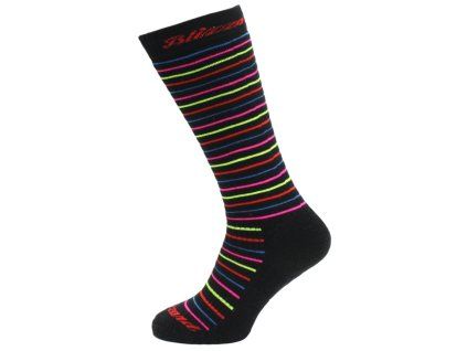 Viva Allround ski socks junior, black/rainbow stripes