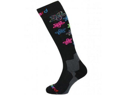 Viva Flowers ski socks, black/flowers junior