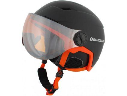 BLIZZARD Double Visor ski helmet, black matt/neon orange, big logo, orange lens,mirror