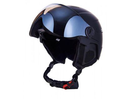 BLIZZARD Double Visor ski helmet, black matt, big logo, smoke lens, mirror