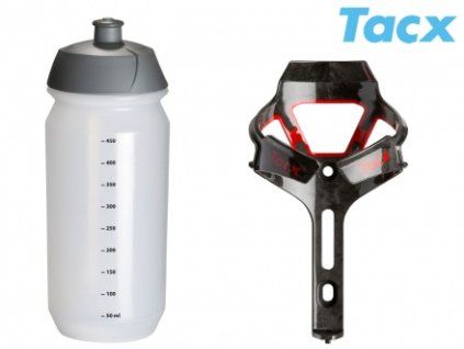 Košík TACX Ciro + Láhev Shiva 0,5l (červená/karbon)